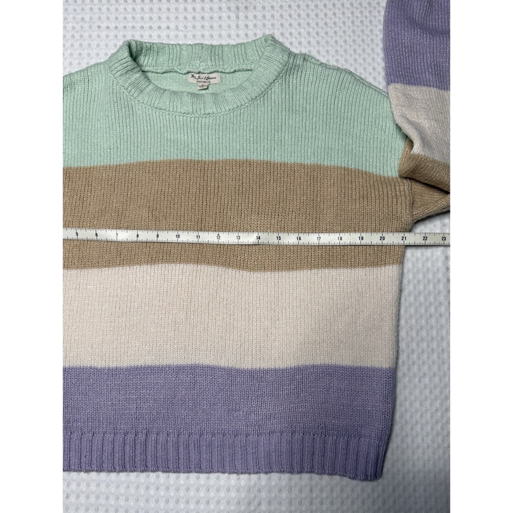 For Love & Lemons Hailey Striped Sweater SM Multicolor Knitwear Pullover Pastel - Picture 7 of 9